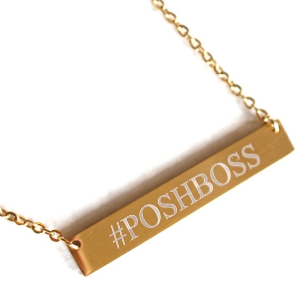 ** PoshBoss Word Gold Bar necklace